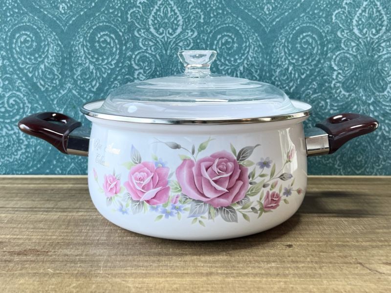 美品♡フランスアンティーク ホーロー 薔薇 ウェディングセット