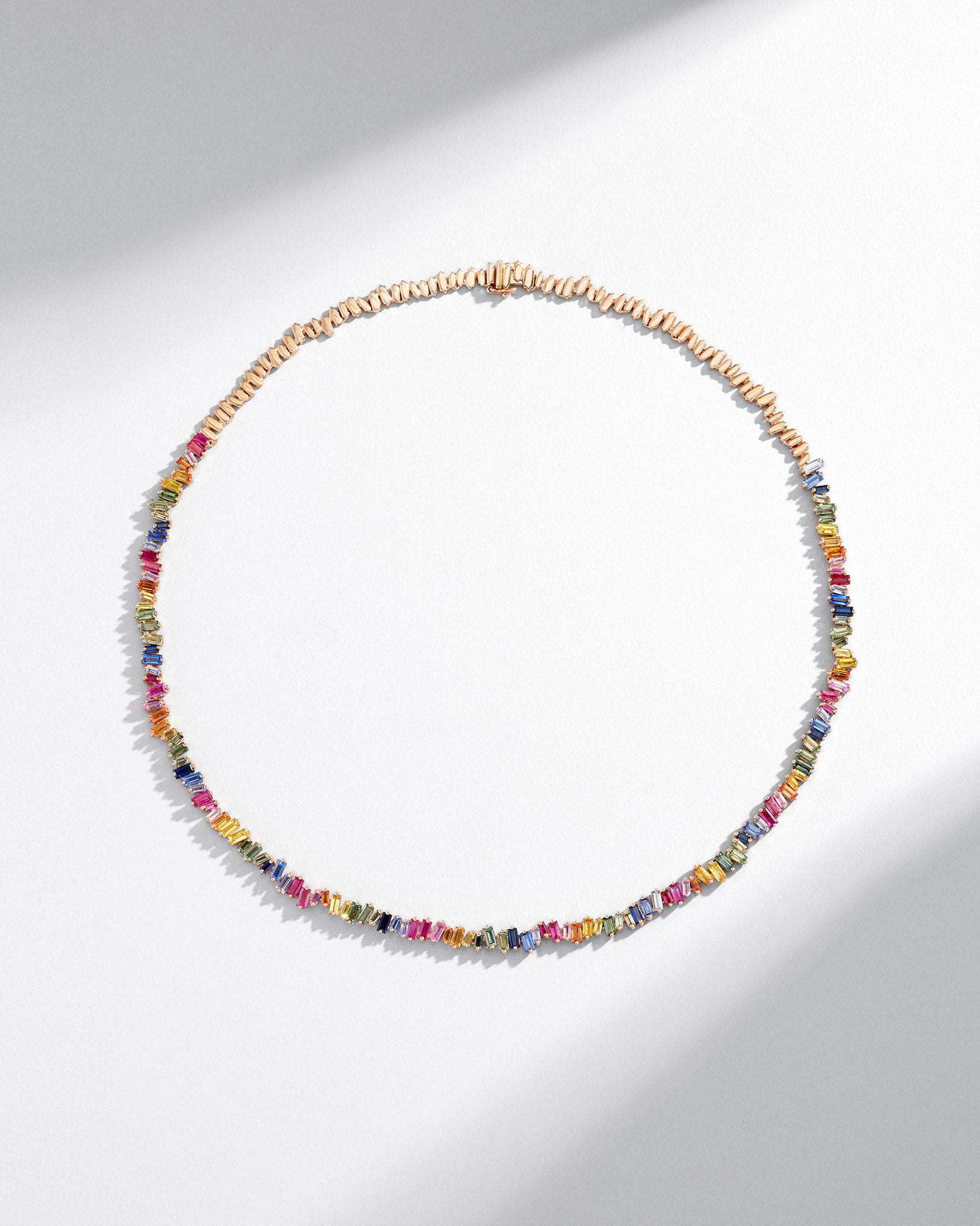 Bold Rainbow Sapphire Tennis Necklace | SUZANNE KALAN®